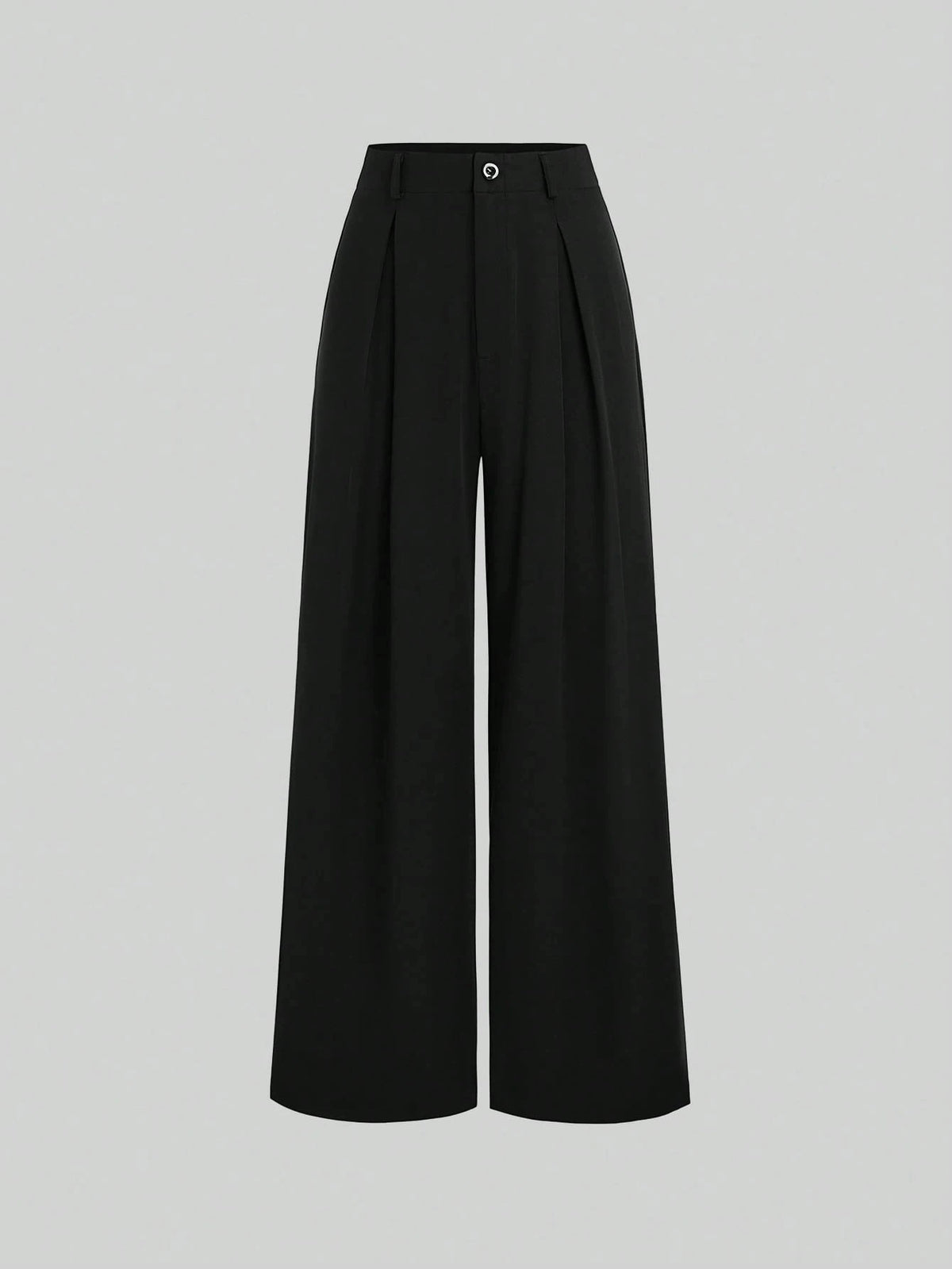 Women's Elegant Jacquard Pleating Wide-Leg Pants Office/Commuting Solid Color Loose Casual Suit Pants, Autumn/Winter
