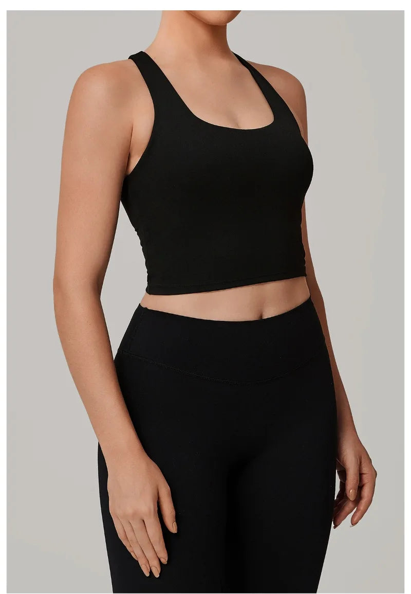 Women's Nude Yoga Vest Slim Fit Beautiful Back Sports Top Running Casual Fitness Tight Top