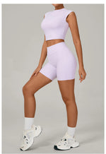 Naked Yoga Sets Women Quick Drying Slim Sports Shirt Fitness Suit Outdoors Sport High Waist Shorts Tight Running Workout Clothes