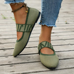 Knitted Color-block Women's Flat Shoes Dressy Ballet Flats Casual striped straps Pointed Toe Loafers Female Daily Shoes Big Size