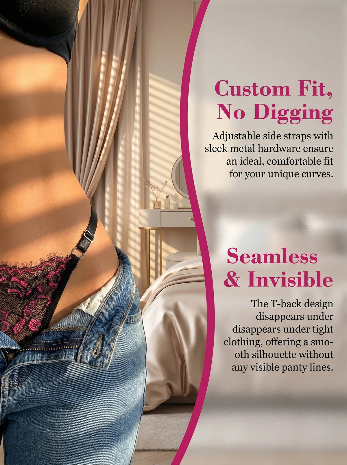 Embroidered Women's Adjustable Strap Lace Thongs Briefs Low Waist Sexy Transparent Underwear Female Breathable Underpant C3306