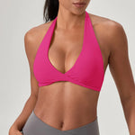 STOUREG Women's High Support Sports Bra Naked Sensation Push Up Backless Removable Pads Yoga Running Gym Tank Top