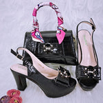 Doershow beautiful Italian Shoe and Bag Set New Shoes and Bag Set In Italy pink Color Italian Shoes with Matching Bags HFG1-23