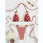 New Printed Bikinis Set Ruffles Swimwear Women Bandage Swimsuits Patchwork Bathing Suit Triangle Biquini Mujer Beachwear Summer