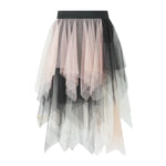 Women's Irregular Tulle Long Skirts Elastic High Waist Layered Mesh Tutu A-line Skirts Bohemian Korean Fashion Y2K Skirts