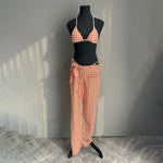 New Summer Sexy 3 Pieces Suit Swimwear Women's Micro Bikini Set with Long Pants Cover Up Beachwear Backless Bathing Suit Holiday