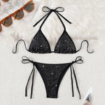 Pink Mesh Sequin Halter String Triangle Bikini Damen Micro Thong Sexy Swimsuit Women 2026 Bathing Suits Swimwear Bikinis Sets