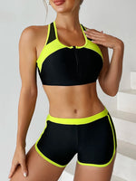 2026 Zipper Bikini Set Two Piece Swimsuit Women With Shorts Sports Swimwear Female Bathing Swimming Suit Beach Wear Summer