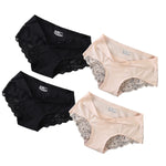 4Pcs/Set Panties Sexy Briefs Lace Trims Panties For Women Comfort Breathable Panty Low-Rise Lingerie M-XXL Ice Silk Underwear