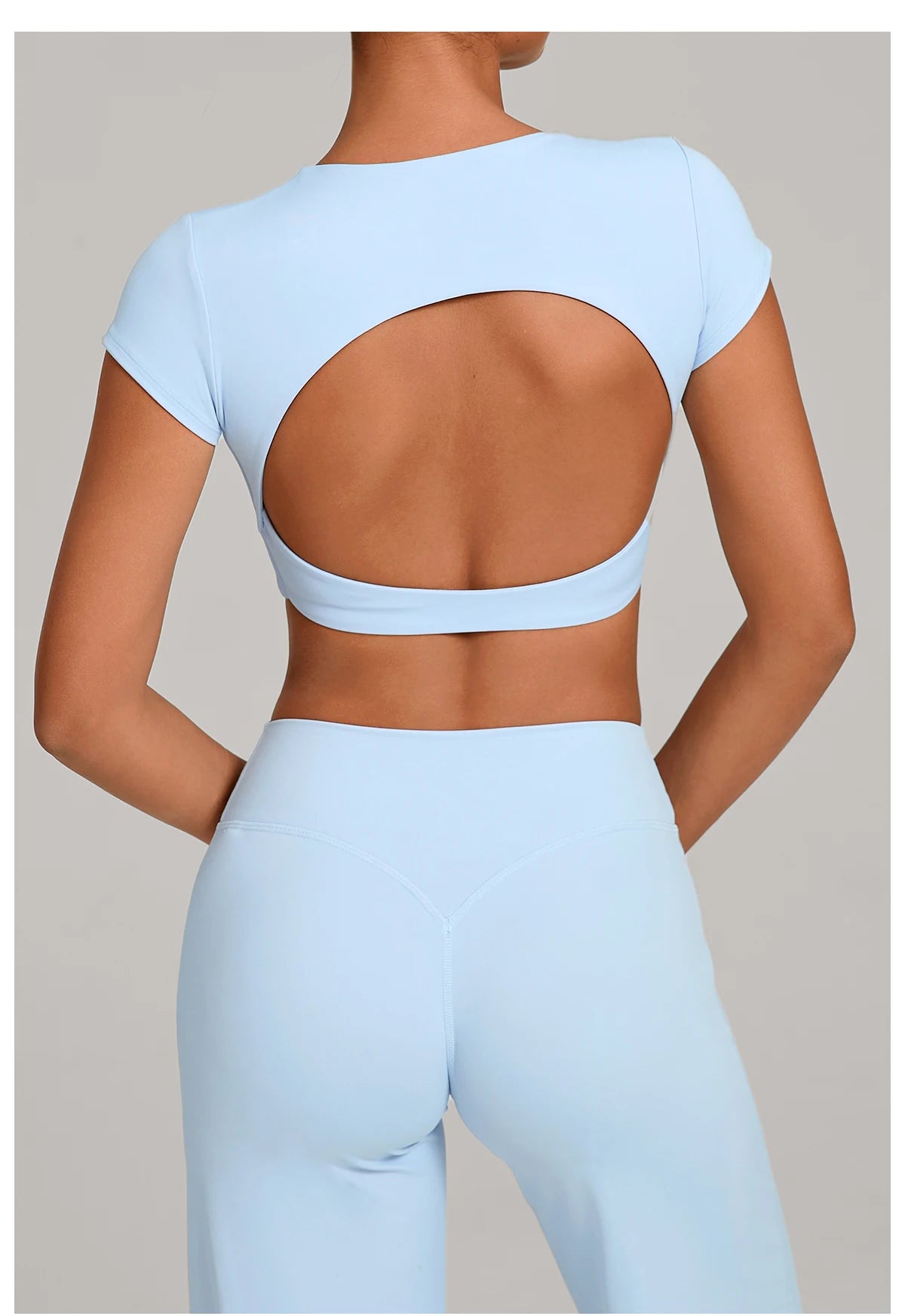 No Padded Women's Yoga T-shirt Short Sleeves Bra Backless Fitness Top Beautiful Back Gym Clothes Form-fitting Running Tee