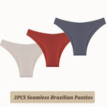 3PCS Seamless Brazilian Panties Ultra-thin Maillard panties Women Ice Silk Underwear Sexy Panty Low Waist G-string Female Solid