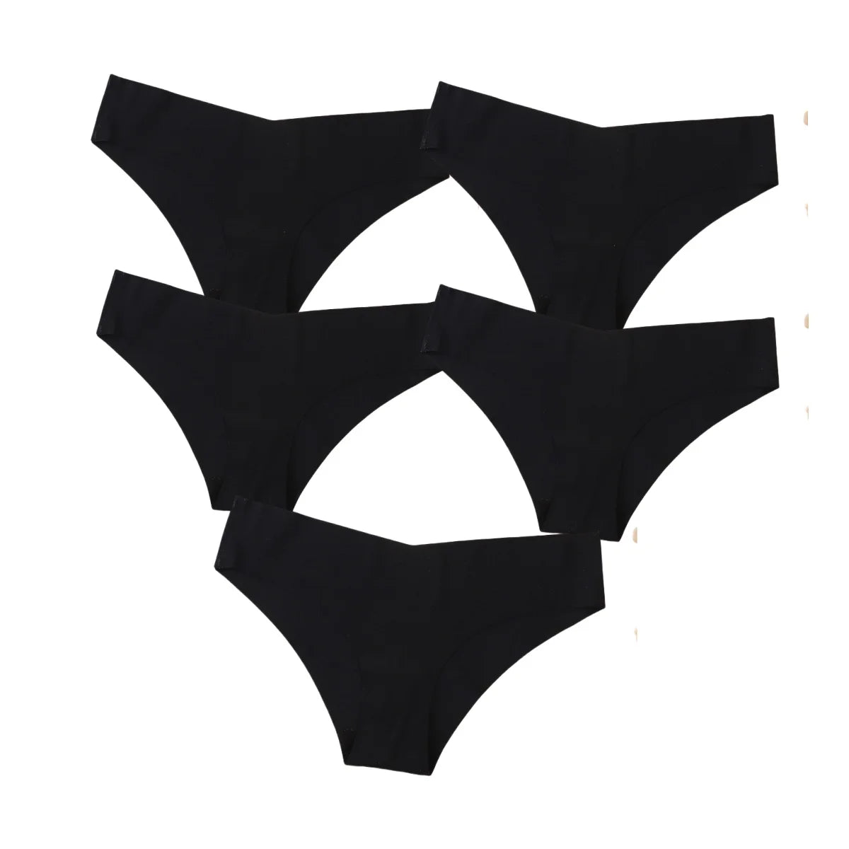 5Pcs/Set Women Panties Seamless Classic Briefs Female V-waist Underpants Soft Ice Silk Panties Sexy Lingerie Low-Rise Underwear