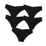 5Pcs/Set Women Panties Seamless Classic Briefs Female V-waist Underpants Soft Ice Silk Panties Sexy Lingerie Low-Rise Underwear