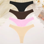 4PCS Women Seamless Thong Cotton Thin Strap Low Waist High Flexibility Panties Sexy Underwear Ladies Briefs T-back Soft Women