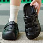 Hollow Out Thick Platform Rome Sandals Women 2025 Summer Closed Toe Eva Clogs Slippers Woman Comfort Thick Sole Beach Sandles