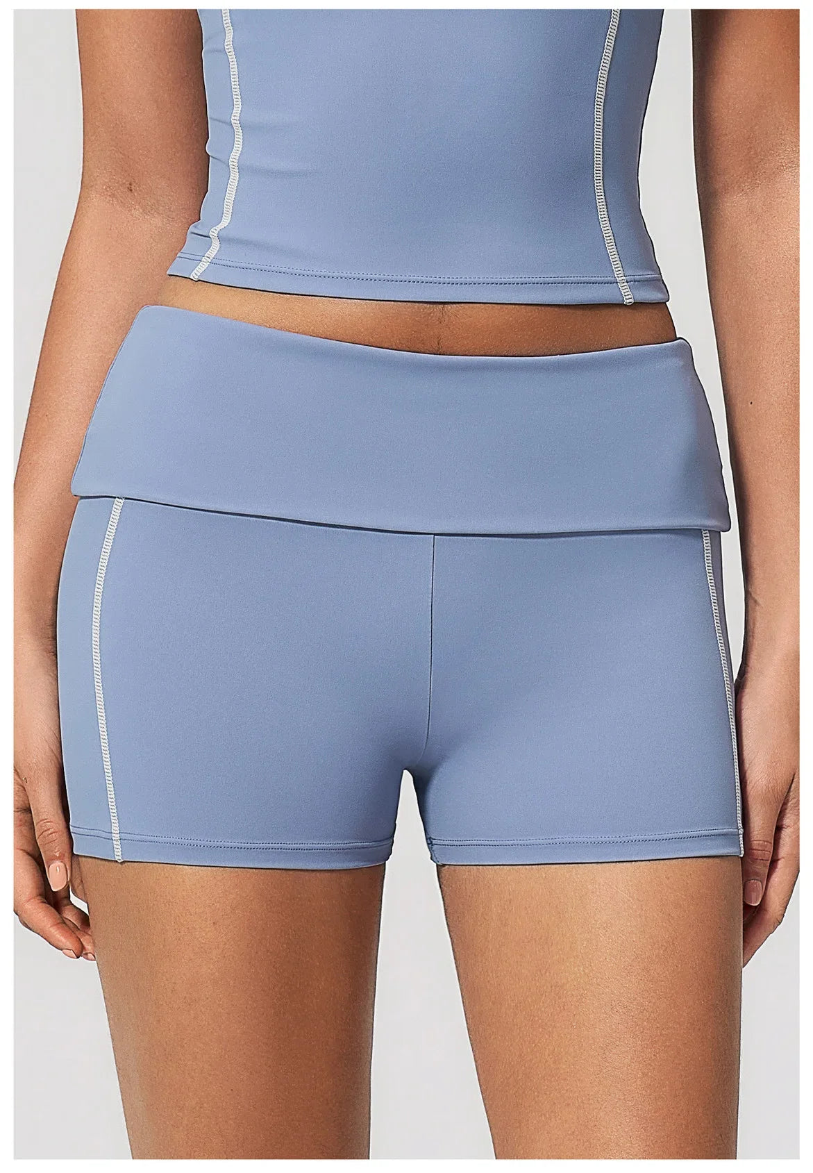 Quick Dry Contrast Color Yoga Shorts 2026 Tights Hip Lifting Workout Fitness Leggings High Waist Folded Running Athletic Shorts