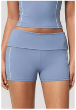 Quick Dry Contrast Color Yoga Shorts 2026 Tights Hip Lifting Workout Fitness Leggings High Waist Folded Running Athletic Shorts