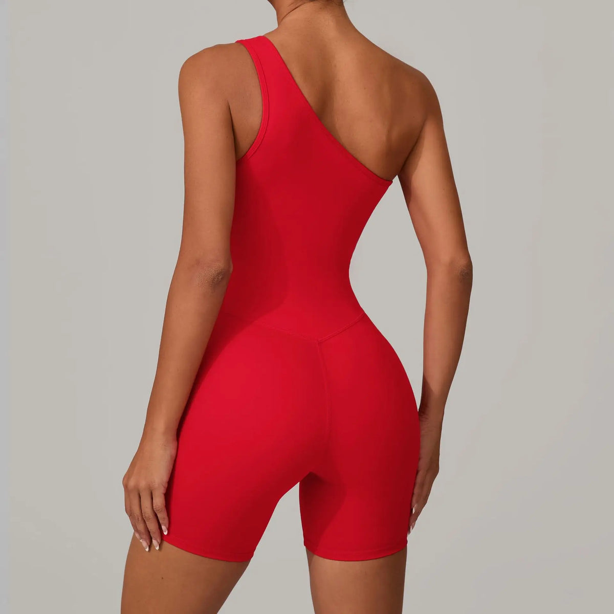 Summer One Shoulder Yoga Short Jumpsuit Women Sexy Cut Out Backless Scrunch Booty One Piece Suit Gym Workout Fitness Clothes