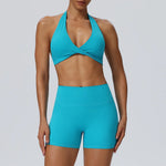 STOUREG Women's Yoga Shorts Set Sports Bra High Waist Tight Gym Running Workout 2 Piece Quick Dry Fitness Activewear