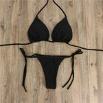 Women Thong Bikini Set Side Tie Sexy Swimsuit Bandage Style Brazilian Swimwear Woman Clothing Red/Blue/Black/White/Wine Red/Pink
