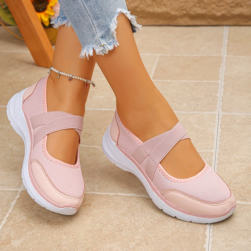 Spring Summer Breathable Flats Women Plus Size 43 Slip On Platform Sneakers Woman Comfortable Soft Non Slip Casual Shoes Female