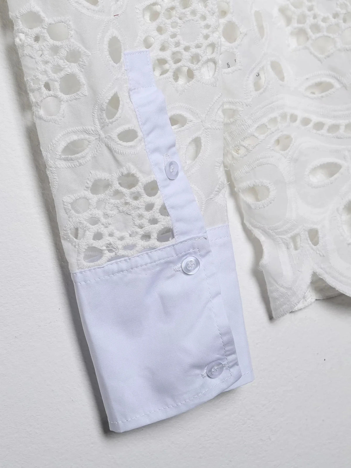 Spring Women Summer White Lace Dress Set Hollow Out Embroidery Shirt Skirt 2 Pcs Robe Outfits Single Breasting Cotton Maxi Dress