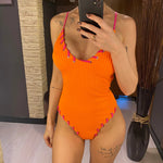 5 Colors V Neck Ribbed Cross Back One Piece Swimsuit Women Swimwear Female High Leg Cut MonokiniBather Bathing Suit Swim V6278