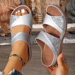Golden Glitter Platform Sandals for Women Summer Lightweight Wedge Heel Sandles Woman Plus Size 43 Thick Sole Sandalias Mujer