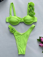 Sexy 3D Flowers Underwired Brazilian Bikini Women Swimwear Female Swimsuit Two-pieces Bikini Set Triangle Bathing Suit Swim Lady