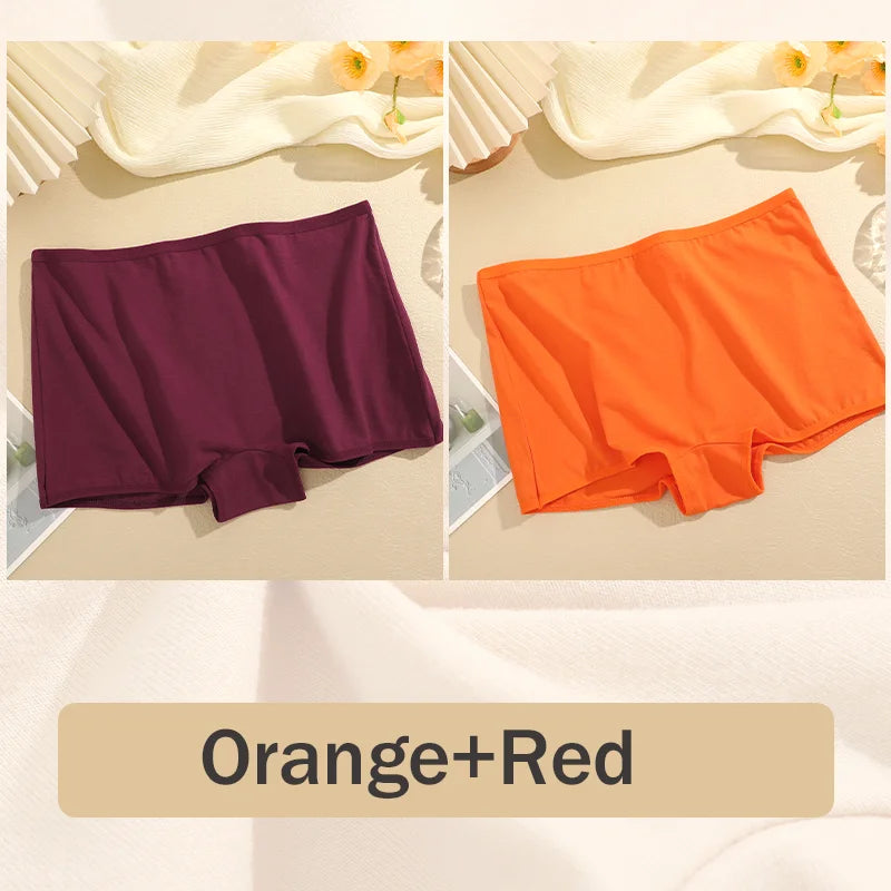 2PCS Women's Panties Cotton Seamless Sports Boxers Underwear Female Solid Color Briefs Cozy Lingerie Intimate Underpants XS-XL