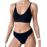 Women Seamless Bra Set Push Up Bras V-neck Tops High Rise Briefs Seamless Underwear Wire Free Brassiere Sexy Lingerie Set