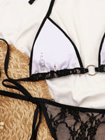 Sexy Black Mesh Contrast Micro Bikini 2026 Women Metal Circle Push Up Bandage Thong Swimsuit Beach Bathing Suit Swimwear Biquini