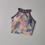 New High-end Yoga Lingerie Women's One-piece Fixed Cup Shock-proof Underwear Gathering Sexy Printed Wide Shoulder Strap Vest