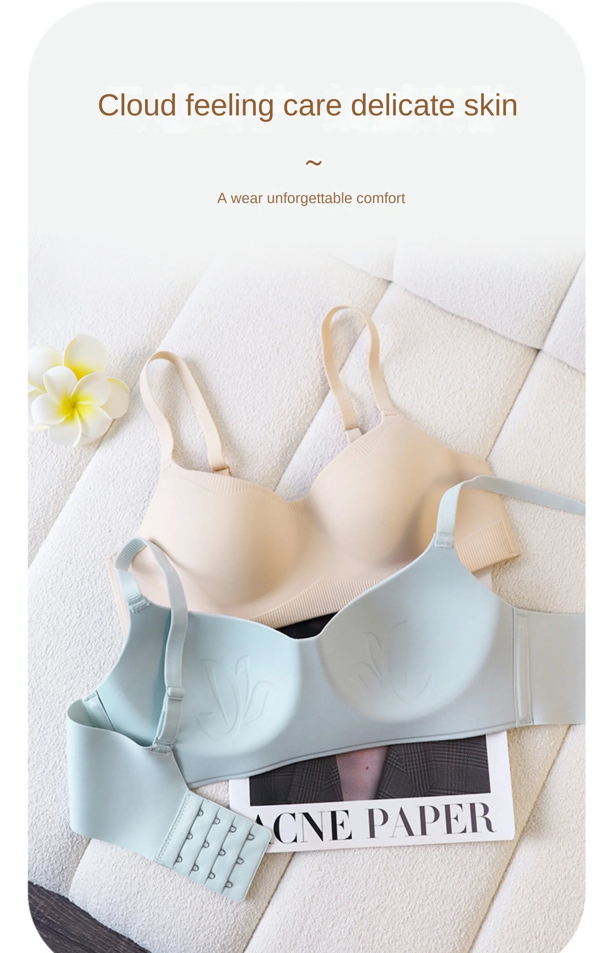 MOYISU Traceless Bra Women's Small Breasts Hold Together Without Underwire Comfort Skin Friendly Soft Support Bra Women's Bras