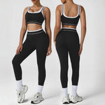 Women's Seamless Yoga Set Outdoor Exercise 2-piece Set Fitness Bra Running Pants Tracksuit High Waist Hip-lifting Sportswear