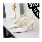 BIGTREE Shoes Sweet Metal Decoration Women Pumps Pointed High Heels silks satins heeled Sandals Women Summer Shoes Stiletto 8 cm