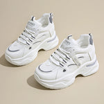Breathable White Sneakers Shoes Women Mix Color Chunky Platform Sport Sneaker Woman 2025 Lace-Up Thick Bottom Vulcanize Shoes