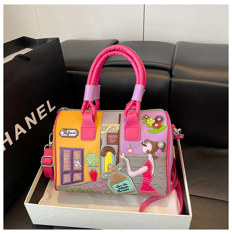 PU New Personality Stylish Shoulder Bags Design Patchwork Zipper 2025 Hot Sale Women's Bags Retro High Quality Women's Bags