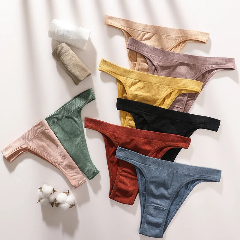 5Pcs/Set Women Seamless Brazilian Panties Solid Color High Leg Cut Briefs Sexy Underwear Female Underpants Comfort Lingerie