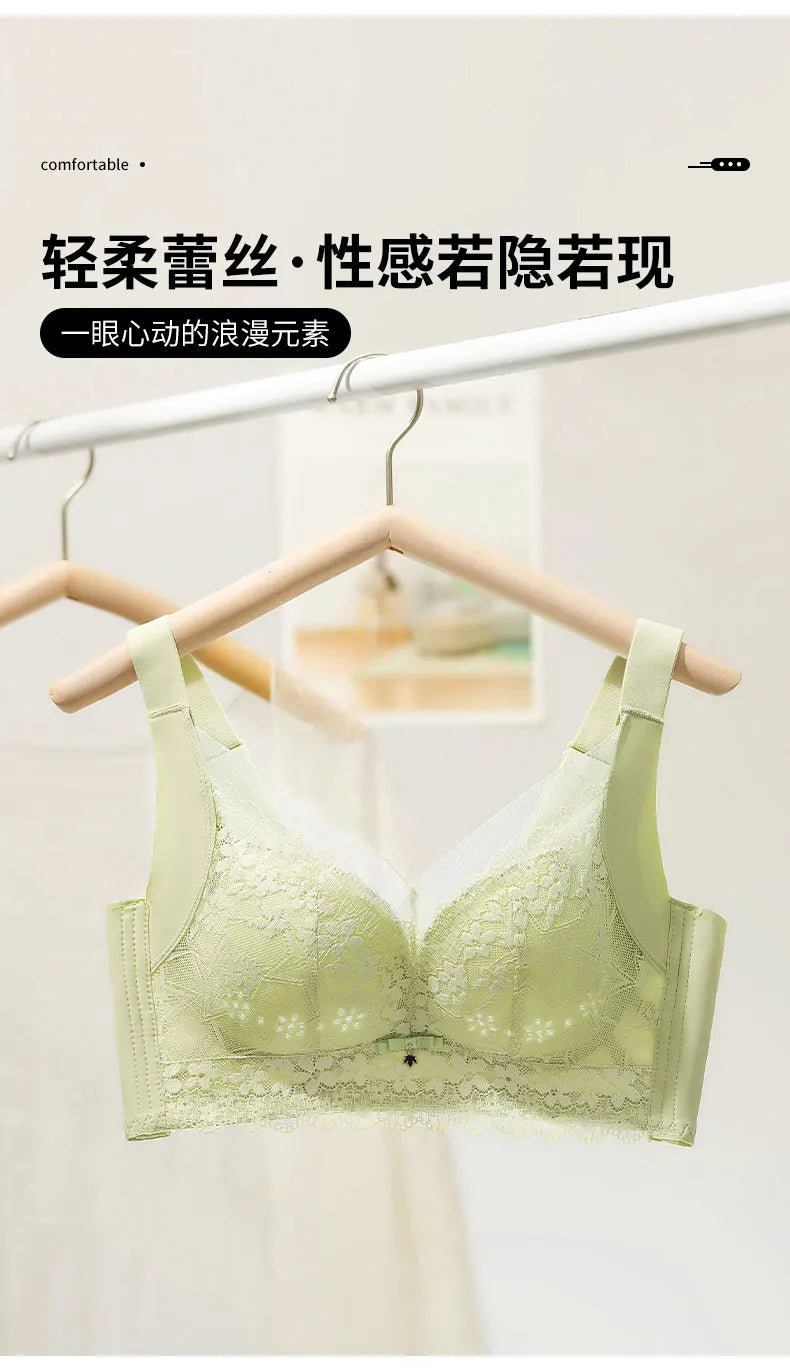 Spring And Summer New Five-breasted Thin Hole Cup Breathable Bra Without Underwire, Breast-proof Sagging Underwear Looks Thin Bh
