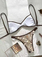 XS - L Glitter Sparkling Squins Halter Bikini Women Swimsuit Female Swimwear Two-pieces Bikini Set High Cut Bathing Suit Swim