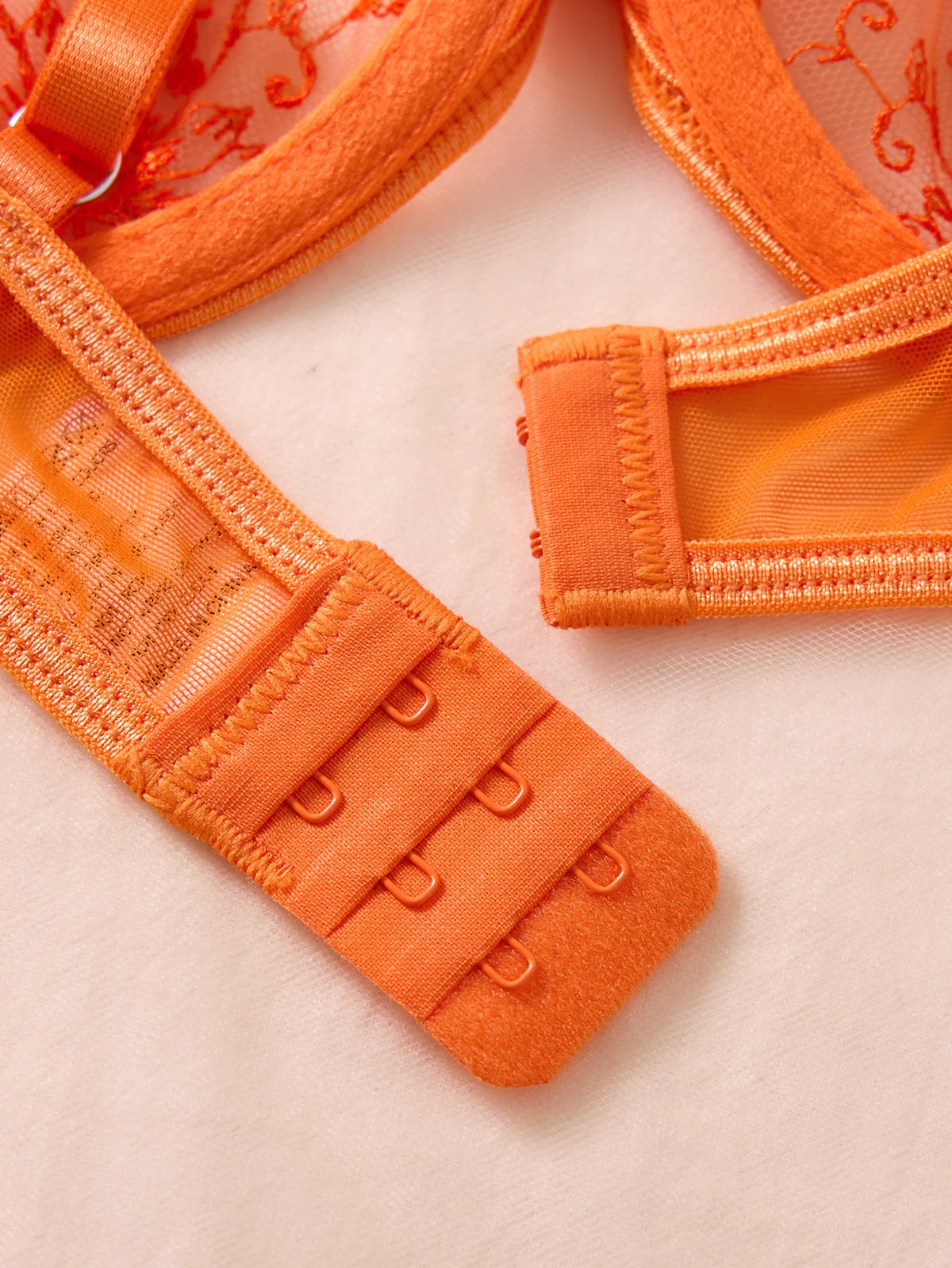Sexy Orange Lace Lingerie Set Women Push Up Bra and Panty Set Butterfly Bow Underwear Female Intimates Sleepwear ZA824057