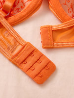 Sexy Orange Lace Lingerie Set Women Push Up Bra and Panty Set Butterfly Bow Underwear Female Intimates Sleepwear ZA824057