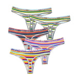 5Pcs/Set G-string Women Panties Female Low Waist Thongs Seamless Underwear Sexy Lingerie Rainbow Striped Cotton Underpants M-XL