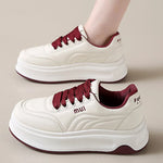 Letter Embroidery Sports Shoes Women Spring Autumn Mix Color Lace Up Sneakers Woman Soft Sole Platform Vulcanize Shoes Mujer