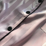 Women's Sleepwear1 Set Women's Elegant Lounge Set, Plus Size Satin Striped Button Up Long Sleeve Shirt & Pants Pajamas