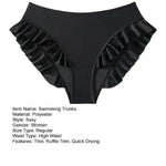Women Swimming Trunks High-Waisted Ruffle Trim Bikini Bottoms with Tummy Control Quick-Drying Swimwear Beachwear