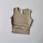 Women's Summer Nude I-Shaped Yoga Sports Vest Slimming Quick Dry Pleated Top for Fitness And Sports Activity
