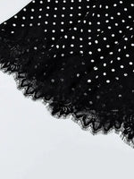 FDYOUI 2026 Woman Clothes Lace Patchwork Polka Dot Skirts Female Sexy Tight Short Skirt Black Party Night Club Dress Streetwear