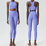 Yoga Set 2 Pieces Women's High Waisted Leggings Sports Vest Exercise Clothing Workout Outfits Fitness Sportswear Gym Tracksuit